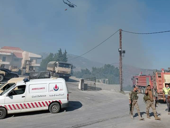  13 آلية إطفاء و ١٠٠عامل و متطوع  للدفاع المدني - الهيئة عملوا في اخماد الحرائق المندلعة في الهرمل 