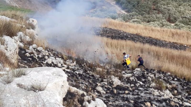 الدفاع المدني - الهيئة يخمد حريقاً بين  بلدة ديرقانون النهر وبدياس
