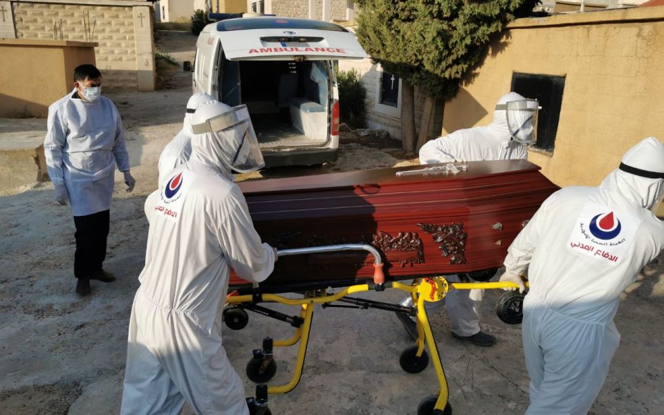 بالصور: دفن حالة وفاة كورونا في بلدة رأس بعلبك